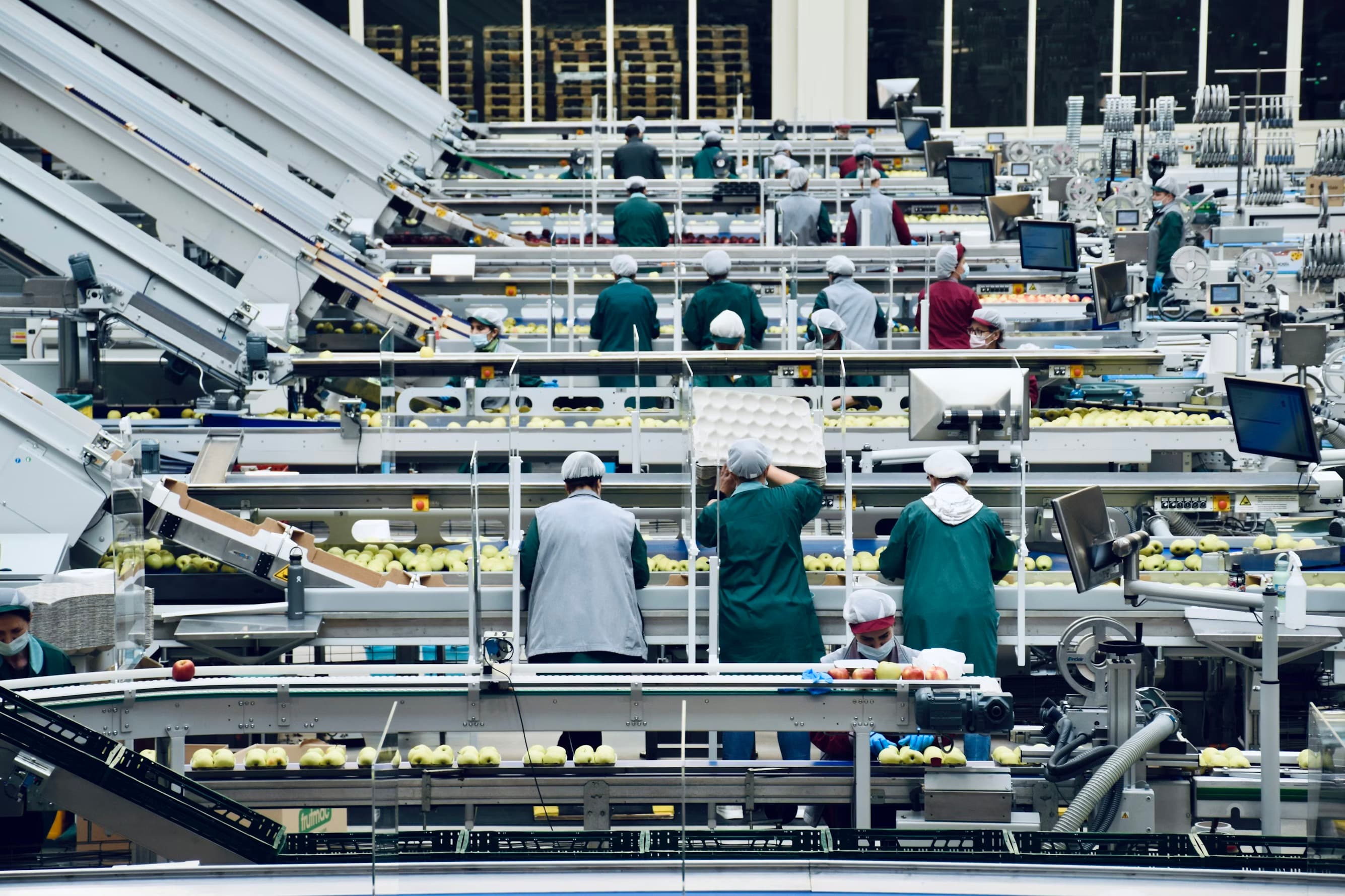 Production line workers
